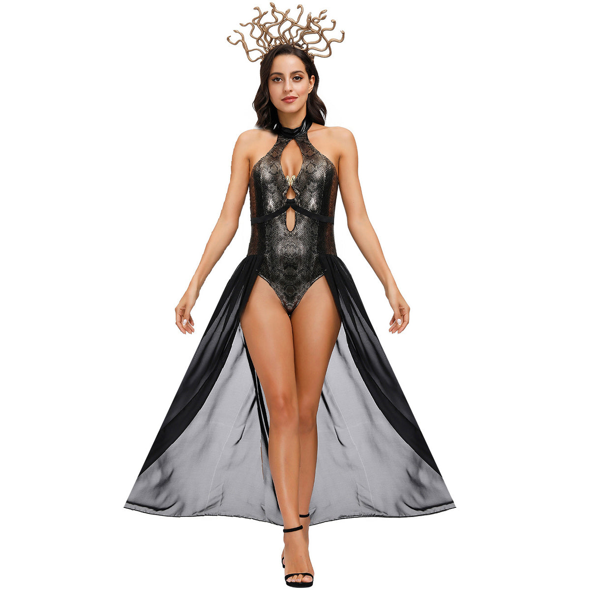 Disfraz de payasa a rayas para mujer look de Halloween