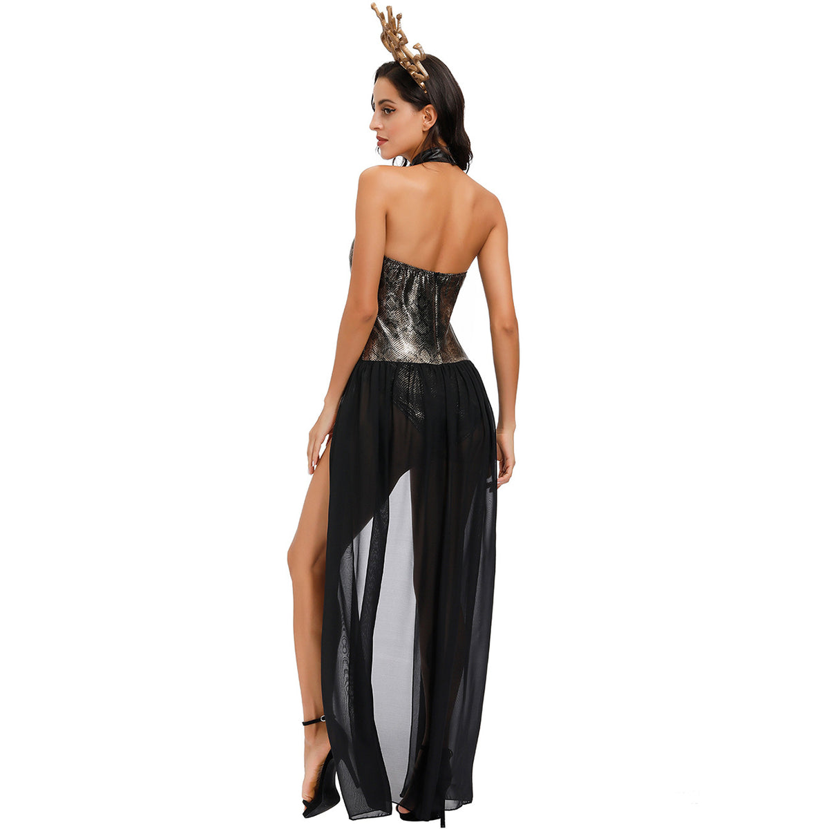 Disfraz de payasa a rayas para mujer look de Halloween