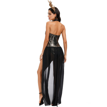 Disfraz de payasa a rayas para mujer look de Halloween
