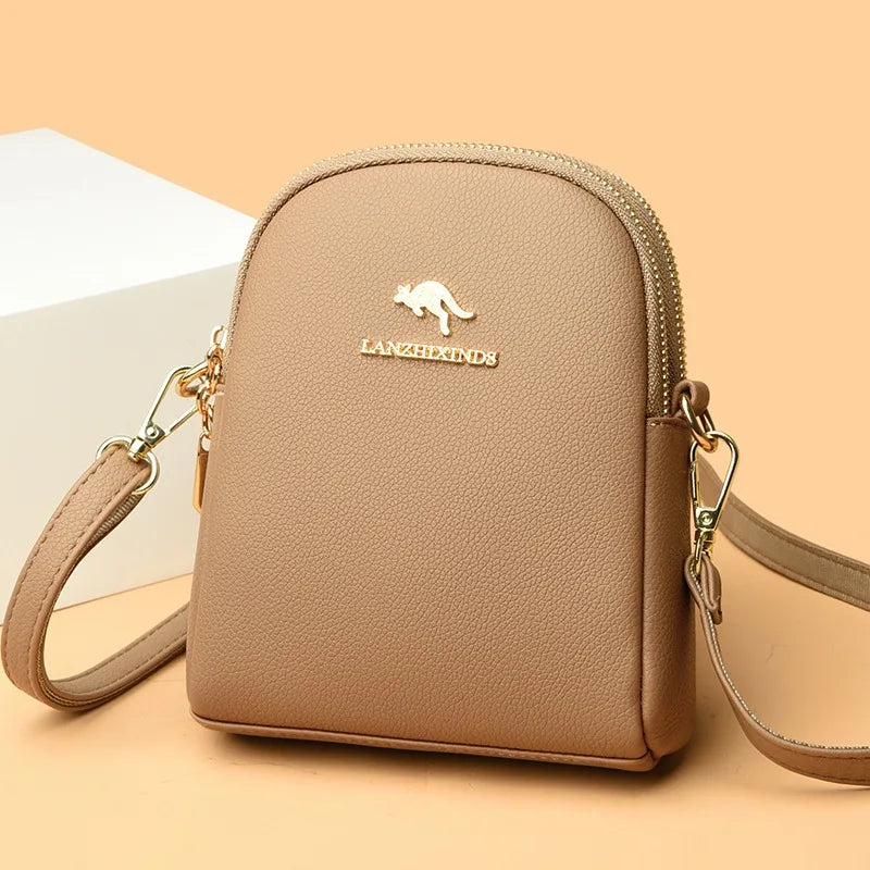 Zip-Up Backpack for Women in beige with a compact design and zip closure