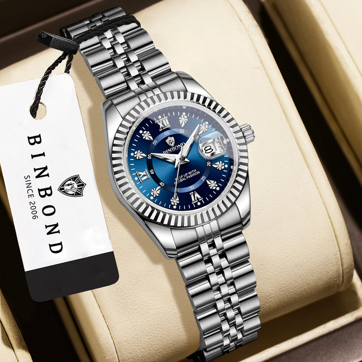 BINBOND Blue Dial Women&