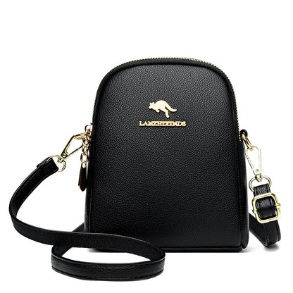 Zip-Up Backpack for Women in black with a top handle and gold-tone hardware