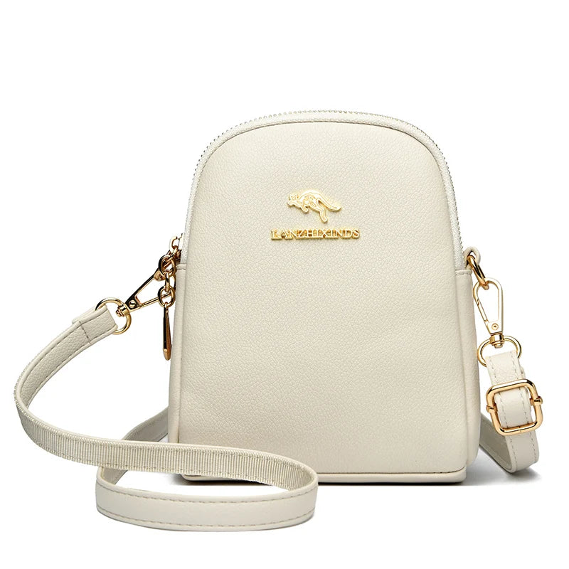 Zip-Up Backpack for Women in cream with a top handle and gold-tone hardware