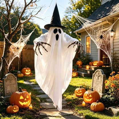Halloween con sombrero de mago iluminado