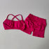 Seamless Sculpt Activewear Set in fuchsia with matching fitted shorts