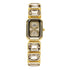 Gold Bracelet Watch for Women Rectangular Dial with a light-colored dial and clear decorative bracelet stones