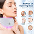 7-Color LED Facial and Neck Therapy Mask showing a woman using a purple LED neck device