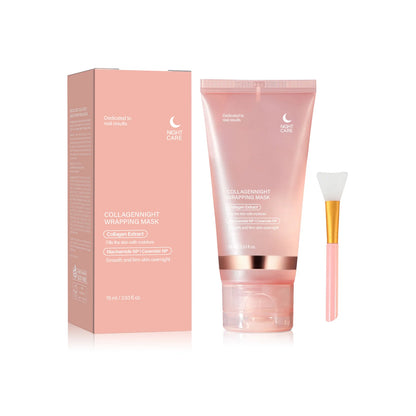 Pink facial cream packaging with matching tube and applicator displayed on a white background.