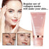 Pink facial night cream tube displayed beside a woman with a skincare routine graphic.