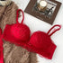 Seamless Strapless Bralette in red with delicate floral lace detailing